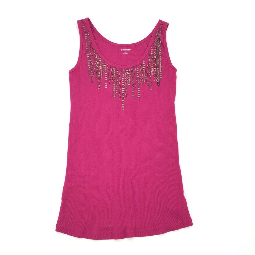 Motherhood Maternity Tank Top Purple Sleeveless Round Neck Rhinestone M Womens